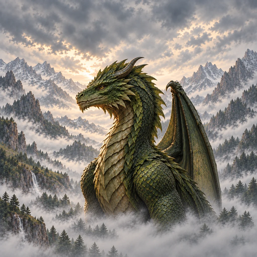 Green dragon — original AI fan illustration